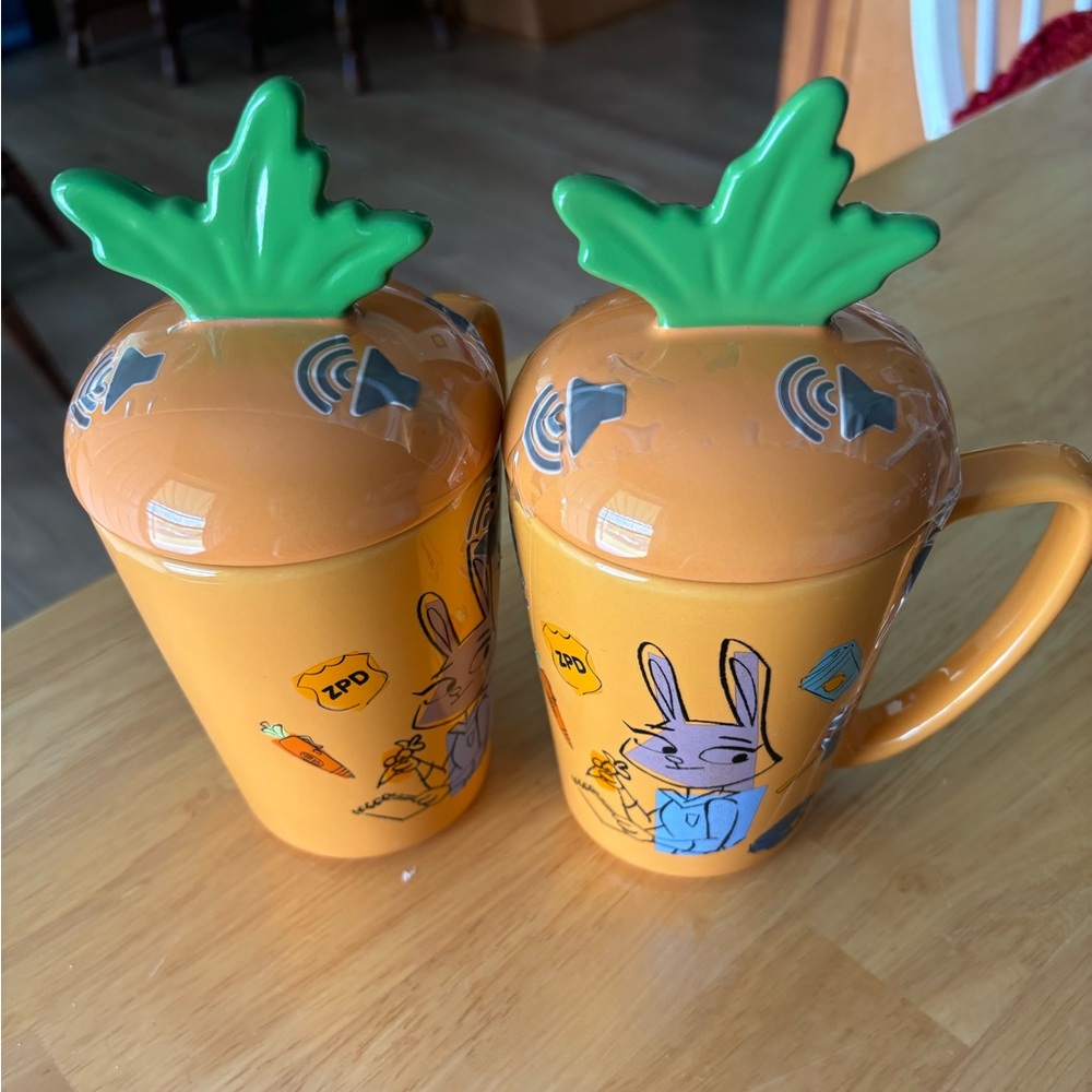 Judy Hopps Mug with Lid, Zootopia Orange and Green Carrot Mug Set